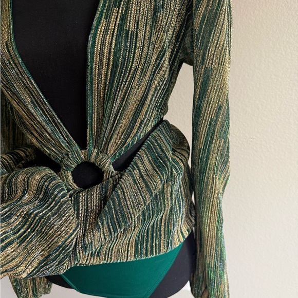 Baesically Curve Emerald Gold Metallic Cutout Maxi Dress NWT Size S - Picture 8 of 11